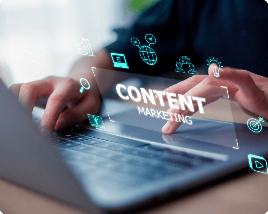 Digital content marketing on a laptop